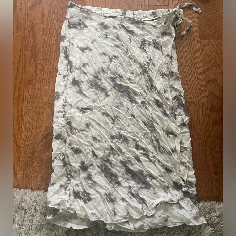 Tie-dye wrap midi skirt